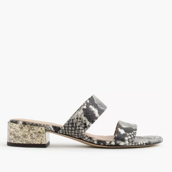 J. Crew Snakeskin Leather Slide Heeled Sandals - Picture 13 of 13